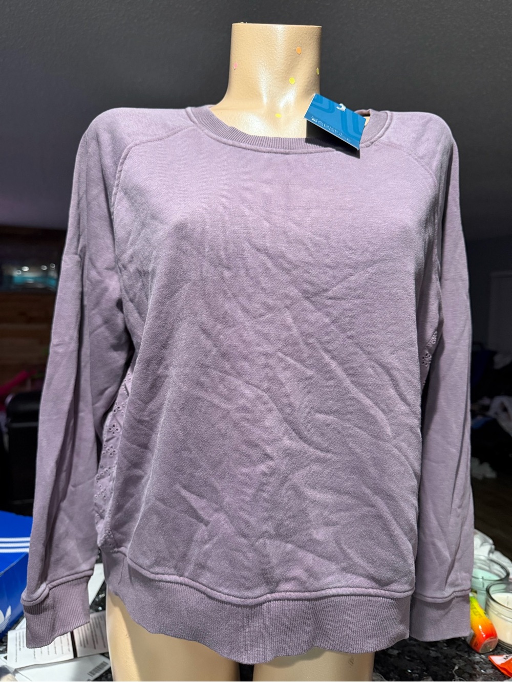Market & Spruce Lavender Lace-Detail Pullover